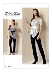 1508 Vogue ZANDRA RHODES EZ PULLOVER SHAPED TOP,  PANTS, BELT PATTERN 4-14 or 16-26 Uncut Choice